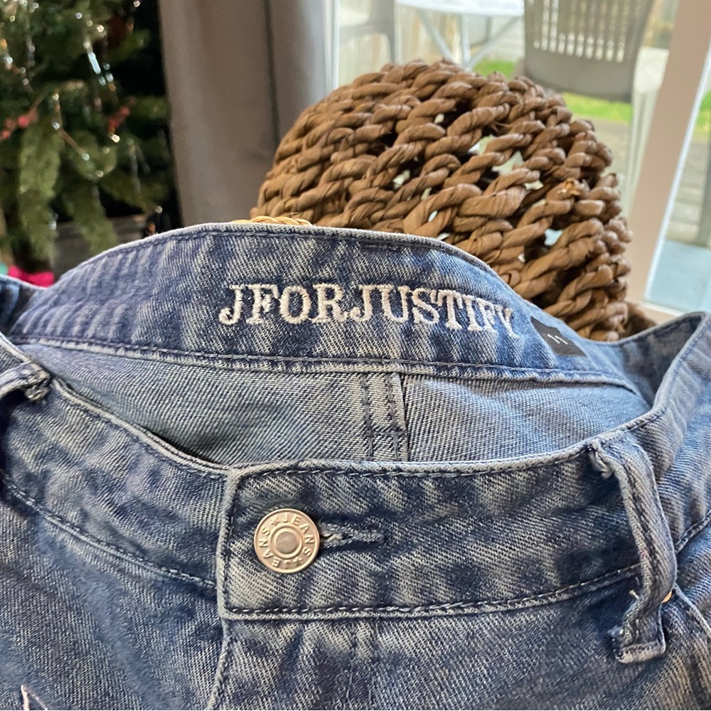 J for Justify Blue Flare & Wide Leg Jeans Pink Ribbon Embroidered